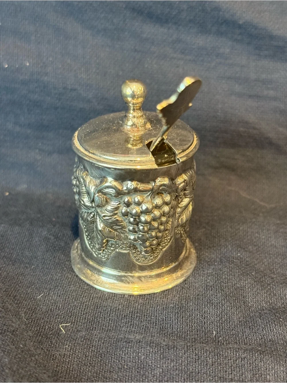 Vintage Portuguese Topazio Cazenovia Silverplate Salt Cellar with Spoon